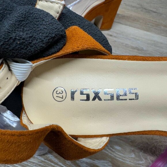 rsxses Brown suede Platform Heel Sandals Women's Size EU 37 - Picture 5 of 6
